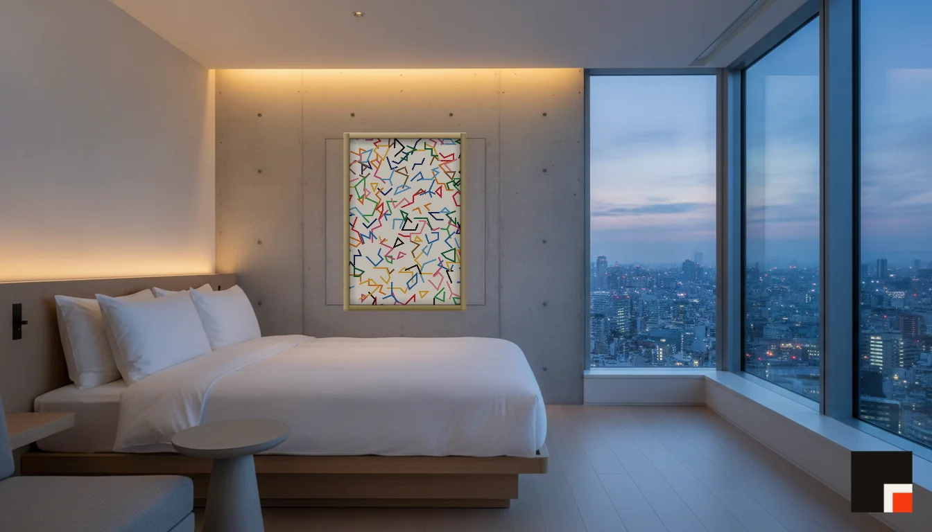A Lumen & Logic artwork hanging in a Tokio hotel interior — Suite, 41st floor · Tokyo