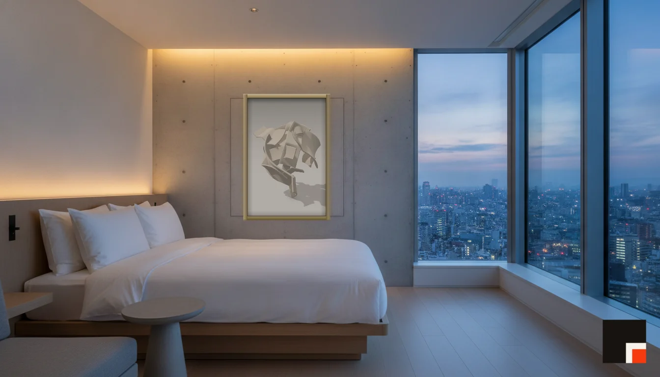 A Lumen & Logic artwork hanging in a Tokio hotel interior — Suite, 41st floor · Tokyo