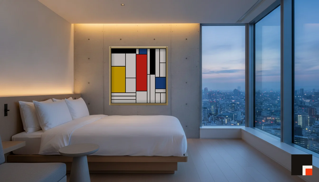 A Lumen & Logic artwork hanging in a Tokio hotel interior — Suite, 41st floor · Tokyo